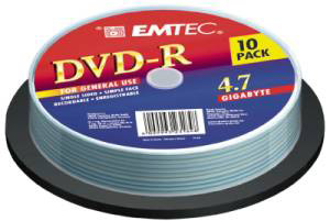Emtec (BASF) - DVD-R 4.7GB/4x - prazni DVD mediji - 10 kom. - Image 1