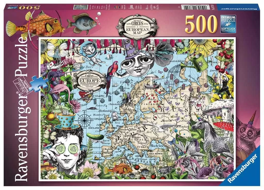 Puzzle 500 delova Quirky Circus European map Ravensburger 16760