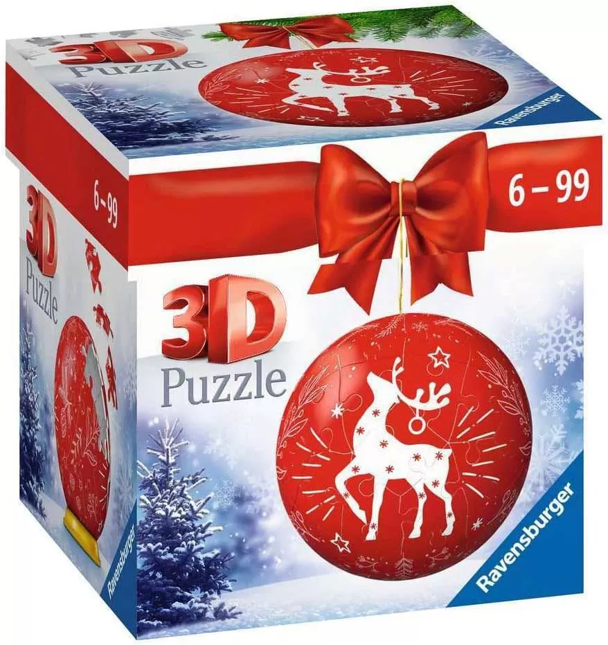 Novogodišnja kugla od puzli Crveni irvas Ravensburger 3D Puzzle 11495