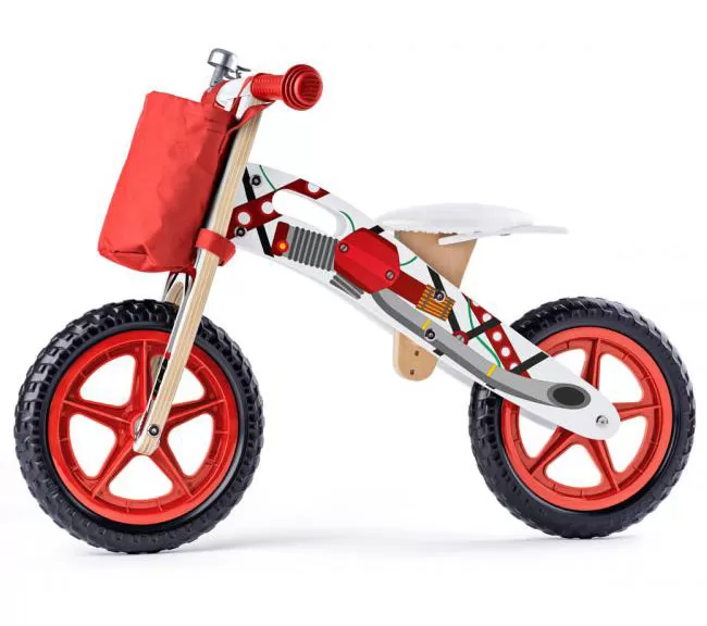 WOODY Dečiji drveni balans bicikl - bicikl bez pedala - crveni 93066