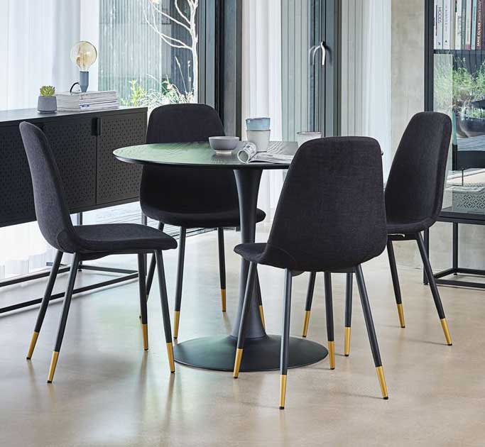 Trpezarijska garnitura Riyon Gold Okrugli sto sa četiri stolice - Image 1