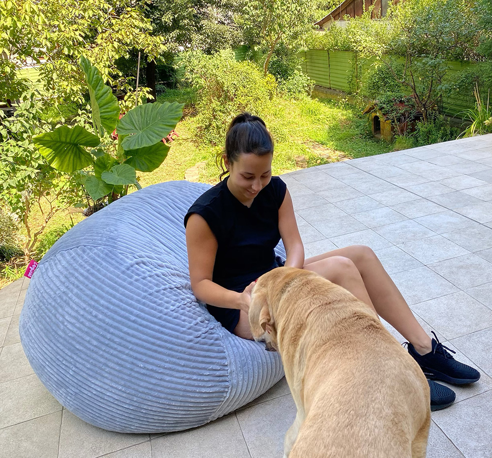 Lazy Bag Extra Jumbo štraftice plavi od mikrofibera