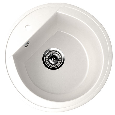 Granitna sudopera sa sifonom Ulgran U103-341 okrugla mlečno bela