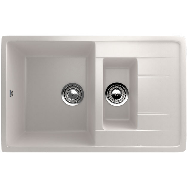Granitna dupla sudopera sa sifonom Ulgran U205-331 četvrtasta bela