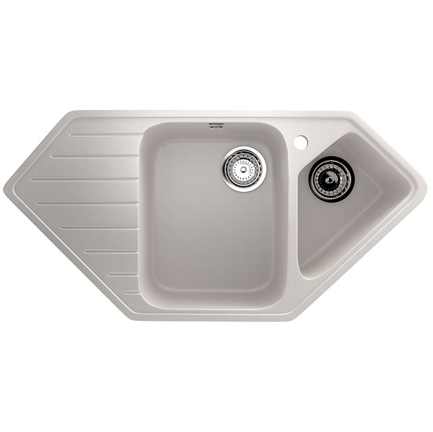 Granitna ugaona dupla sudopera sa sifonom Ulgran U409 bela