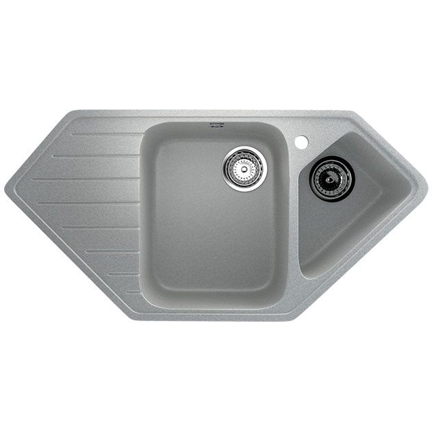 Granitna ugaona dupla sudopera sa sifonom Ulgran U409 siva