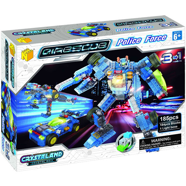 Crystaland prozirne kocke sa svetlom 3u1 robot 185 kocaka