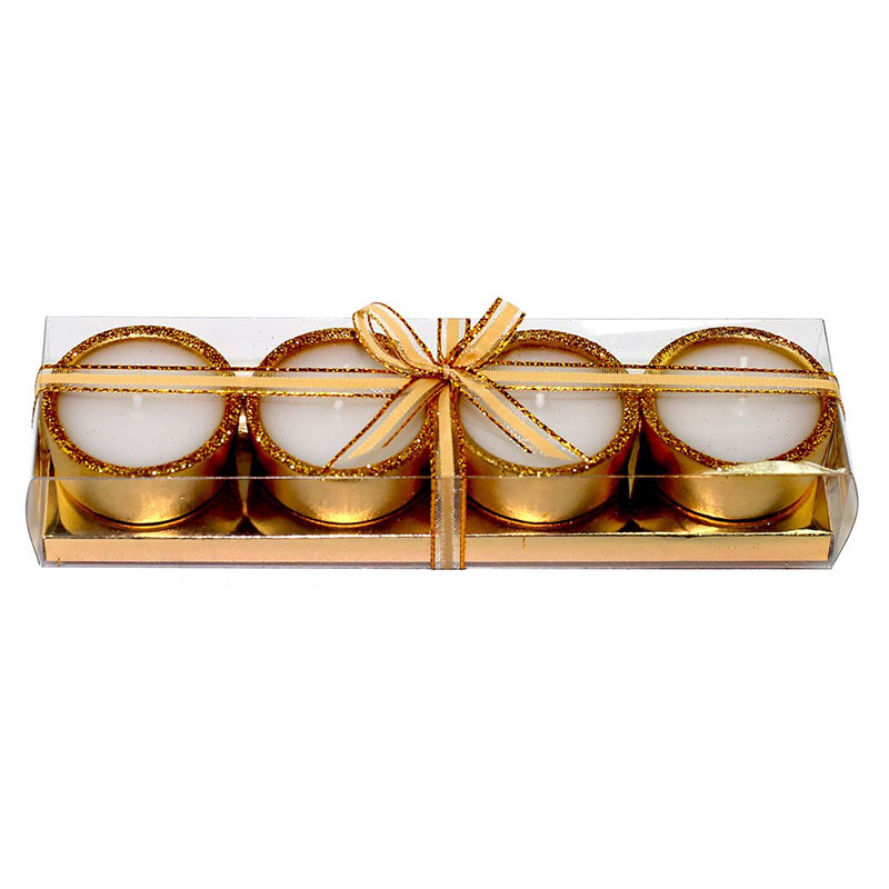 Set ukrasnih okruglih sveća u zlatnoj boji