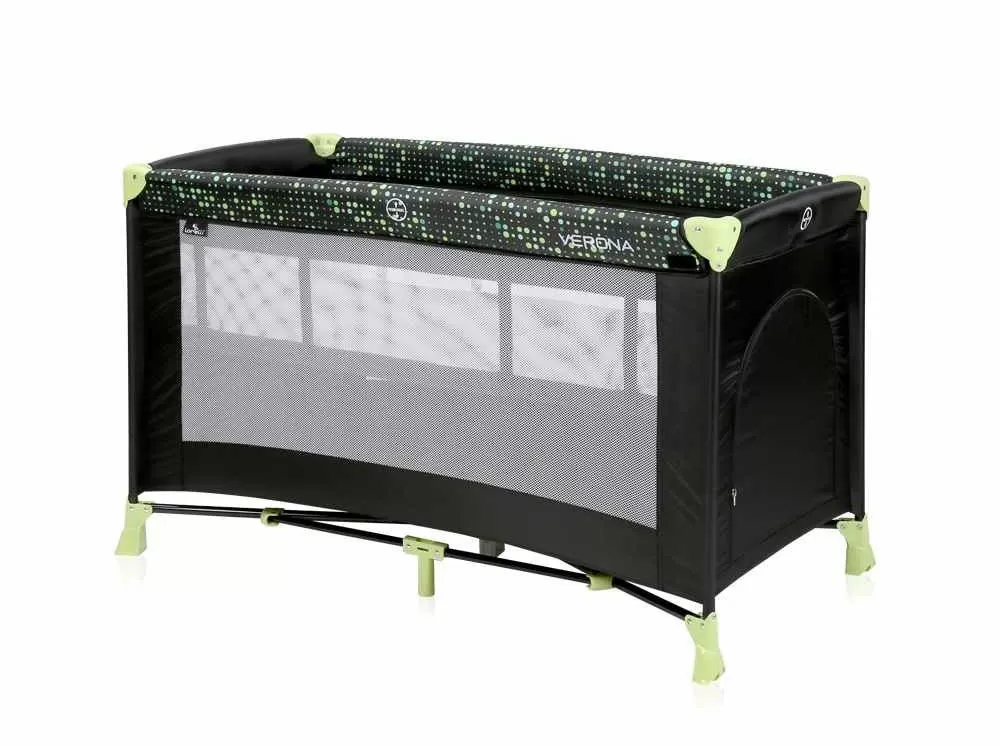 LORELLI Prenosivi krevetac Krevet torba VERONA 1 nivo Black and Green Dots AV10080262079   