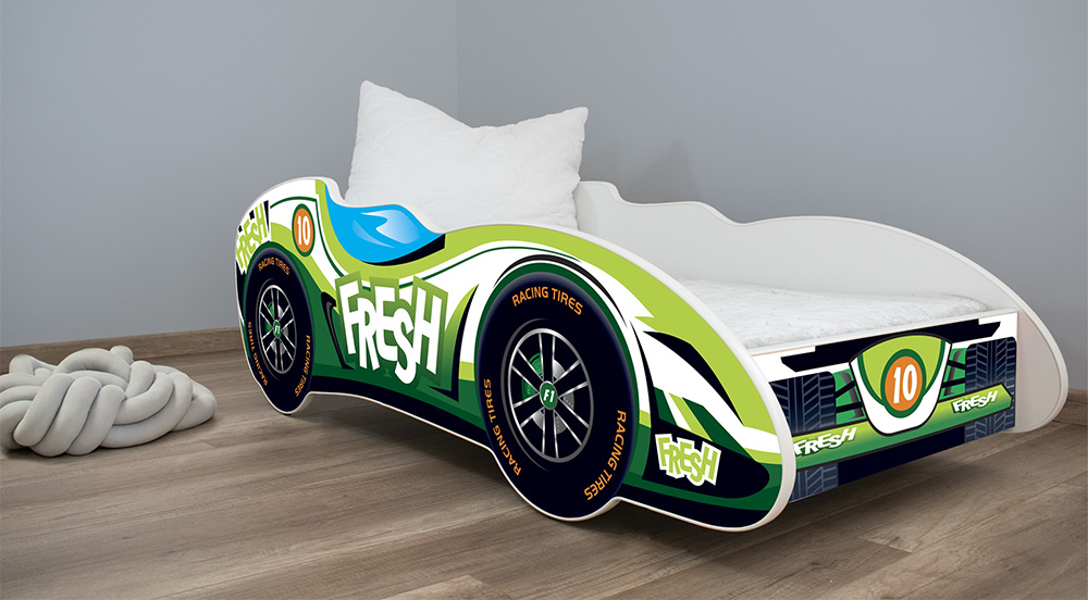 Dečiji krevet sa dušekom i letvicama formula 1 Fresh Car 140x70cm