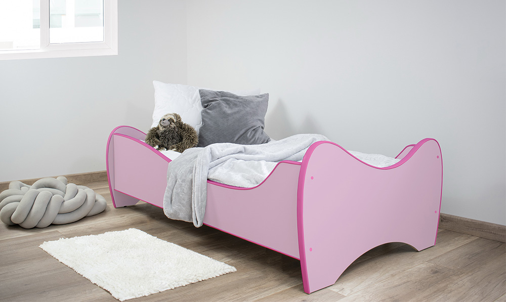 Dečiji krevet sa dušekom i letvicama middi colour pink 160x80 cm