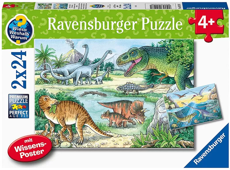 Puzzle 2x24 dela Dinosaurusi i njihovo stanište Ravensburger 05128