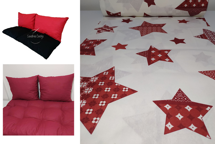 Jastuci za garniture od paleta - 100 x 50 x 50 cm - Red Stars 