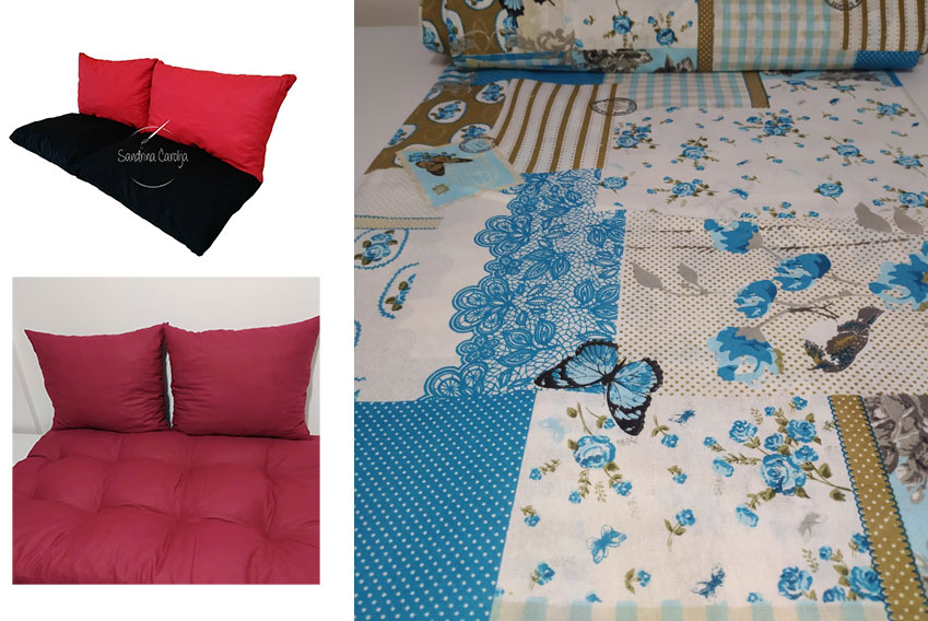 Jastuci za garniture od paleta - 130 x 50 x 50 cm - Blue Patchwork