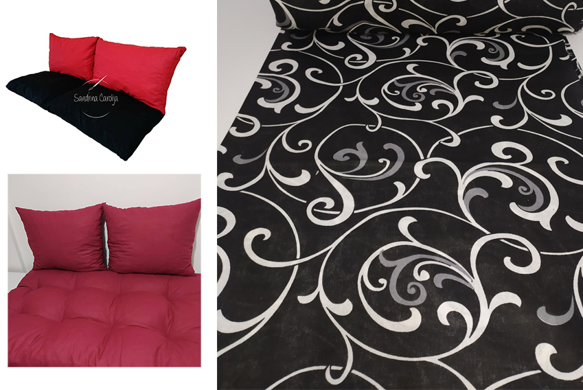 Jastuci za garniture od paleta - 160 x 50 x 50 cm - Black Ornament