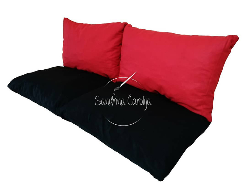 Jastuci za garniture od paleta 160 x 50 x 50 cm Crna - Crvena