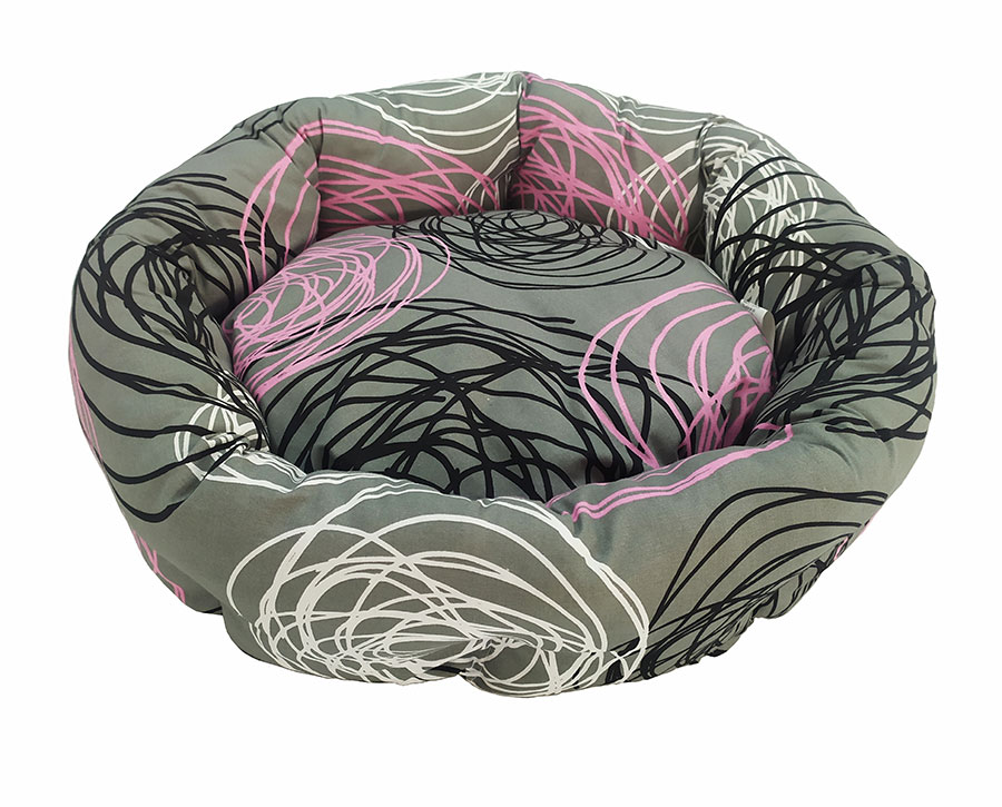 Pet Line Krevet za pse Kružni 55cm Sivo-roze P804S-49
