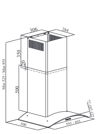 Dekorativni kuhinjski aspirator sa teleskopskim dimnjakom Tesla DD600SG - dodatni pogled