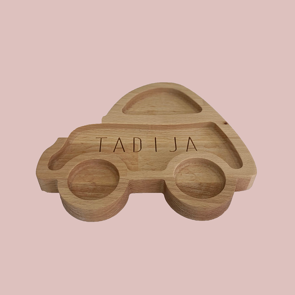 Činija od drveta bukve u obliku auta - dodatni pogled