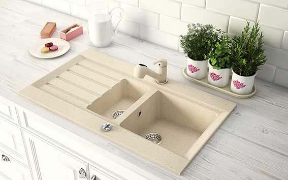 Slavina sa tušem u boji granitne sudopere Freya bež BFR8S - dodatni pogled