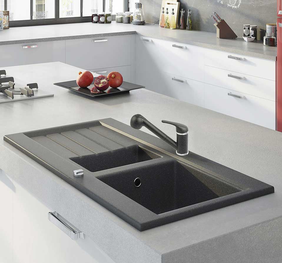 Slavina sa tušem u boji granitne sudopere Freya crna BFR8B - dodatni pogled