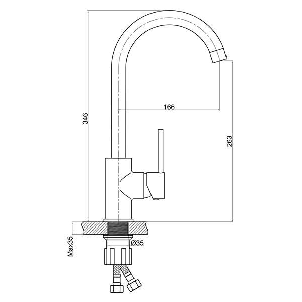 Slavina u boji granitne sudopere Freya grafit BFR41B - dodatni pogled