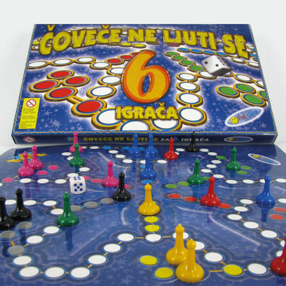 Društvena igra Čoveče ne ljuti se za 6 igrača - dodatni pogled