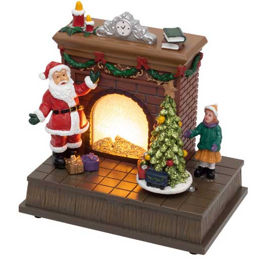 Novogodišnja svetleća diorama Deda Mraz kraj kamina DRM14 - dodatni pogled