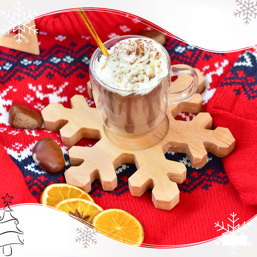 Daska od drveta bukve u obliku pahuljice 24x21cm - dodatni pogled