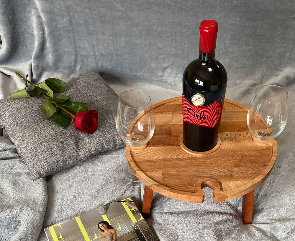 Vinska daska od drveta bukve prečnik 35cm - dodatni pogled