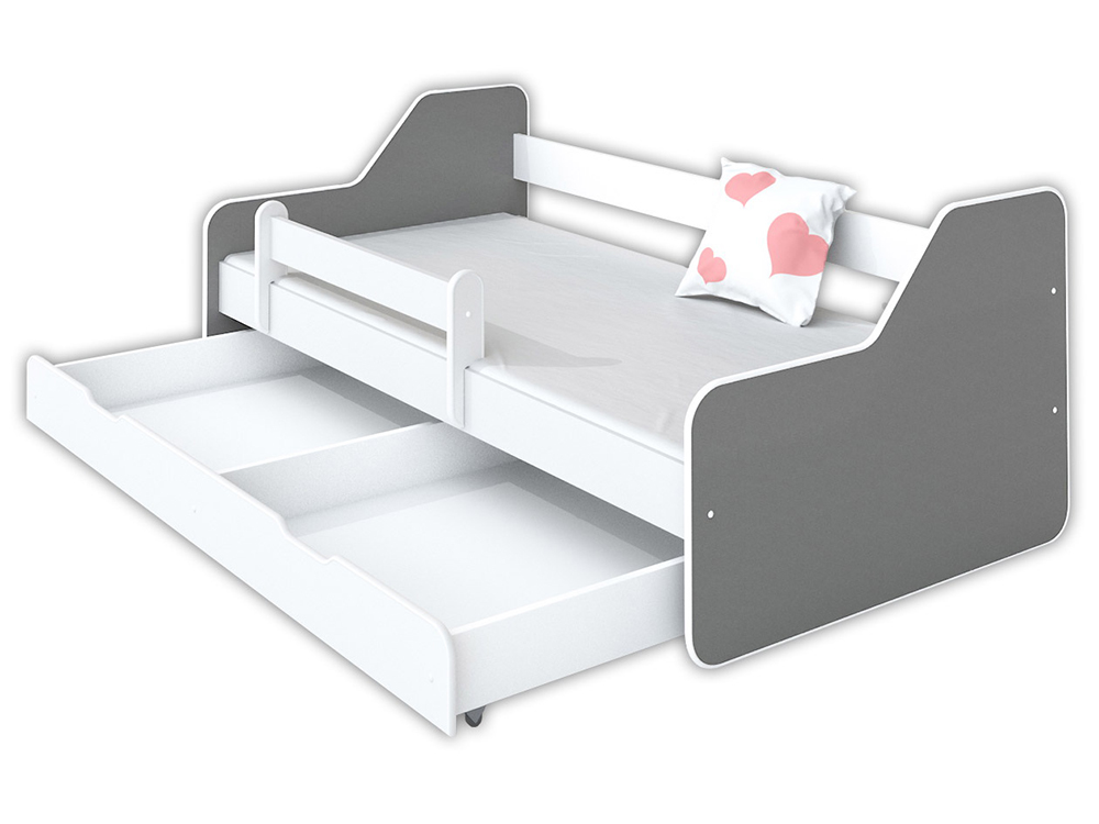 Dečiji krevet sa dušekom, letvicama i fiokom 180x80 Dione, sivi 7791 - dodatni pogled
