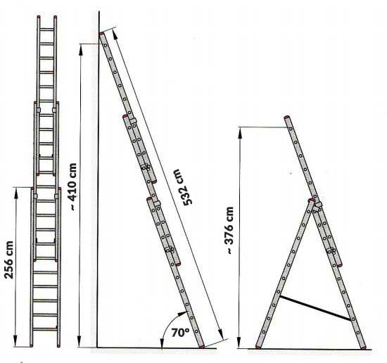 Merdevine Na Izvlačenje i Razvlačenje 3 x 9 stepenika Maxmara  - dodatni pogled