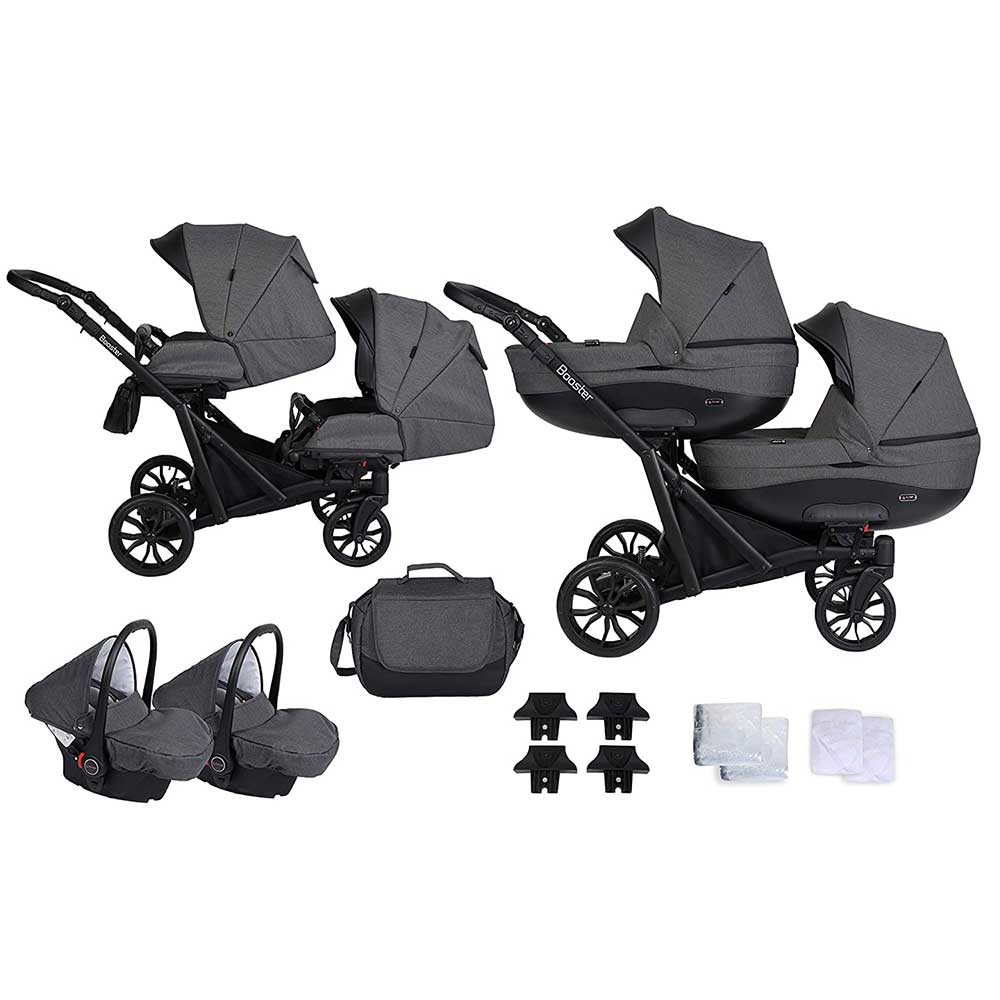 Kunert Booster kolica za blizance set 2u1 tamno siva - dodatni pogled