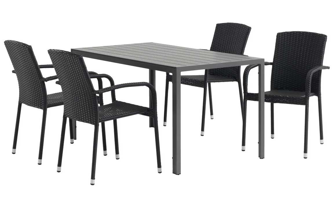 Garnitura za dvorište Sto i četiri stolice Nibia - dodatni pogled