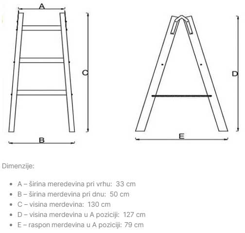 Drvene merdevine Dvostrane 2x4 - dodatni pogled