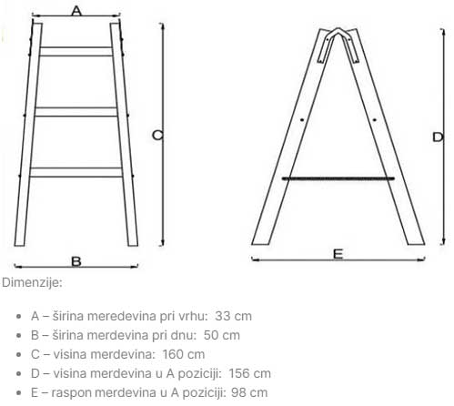 Drvene merdevine Dvostrane 2x5 - dodatni pogled