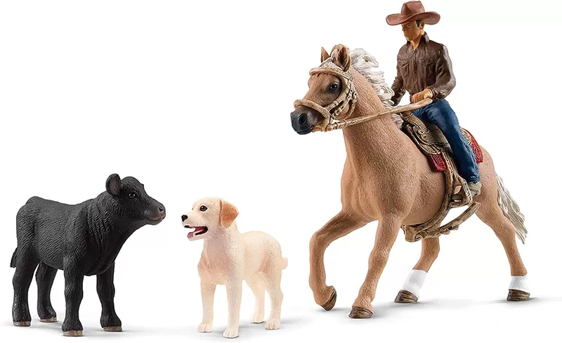 Schleich figure Domaće životinje - Kauboj i tele 42578