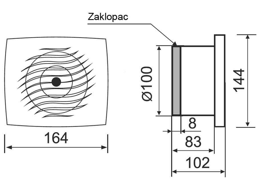 Ventilator za kupatilo sa zaklopcem 6936 MMotors WE 100 01 - dodatni pogled