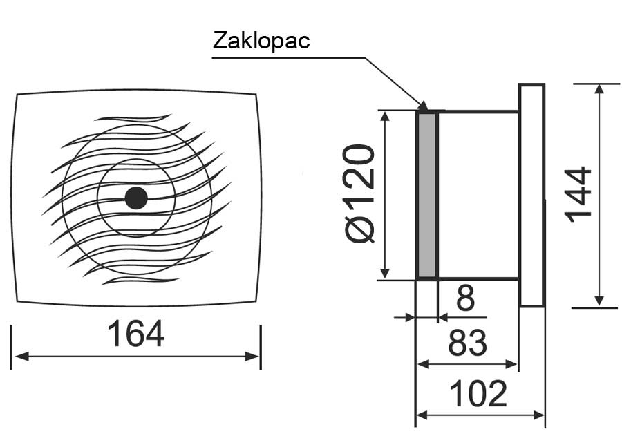 Ventilator za kupatilo sa zaklopcem 7063 MMotors WE 120 01 - dodatni pogled