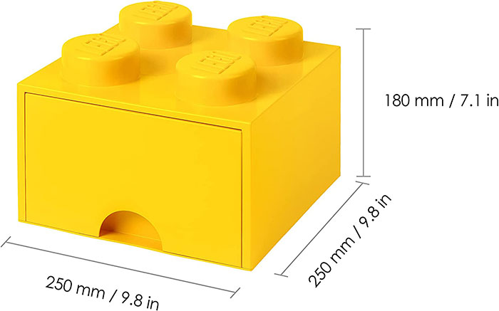 Kutija - fioka za odlaganje LEGO® Kocka 4 25x25x18cm žuta 4005 - dodatni pogled