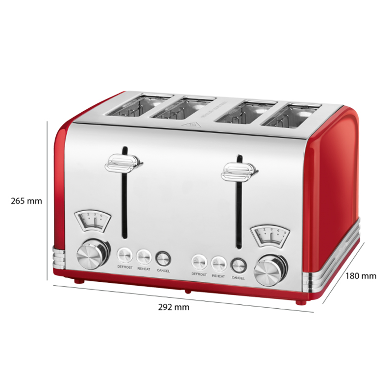 PROFI COOK Dupli toster za 4 kriške hleba PC-TA 1194 crveni - dodatni pogled