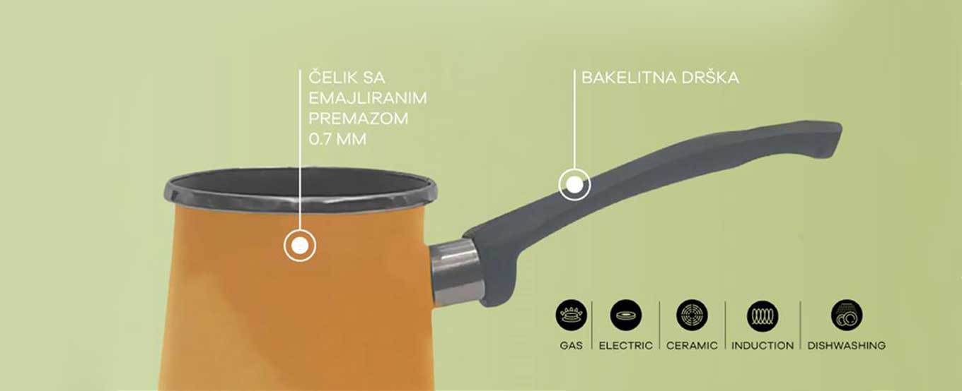 TEXELL Džezva emajlirana M 170ml Narandžasta - dodatni pogled