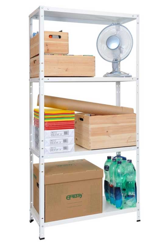 Metalna stalaža sa pet polica za odlaganje Bela 170x75x30cm - dodatni pogled