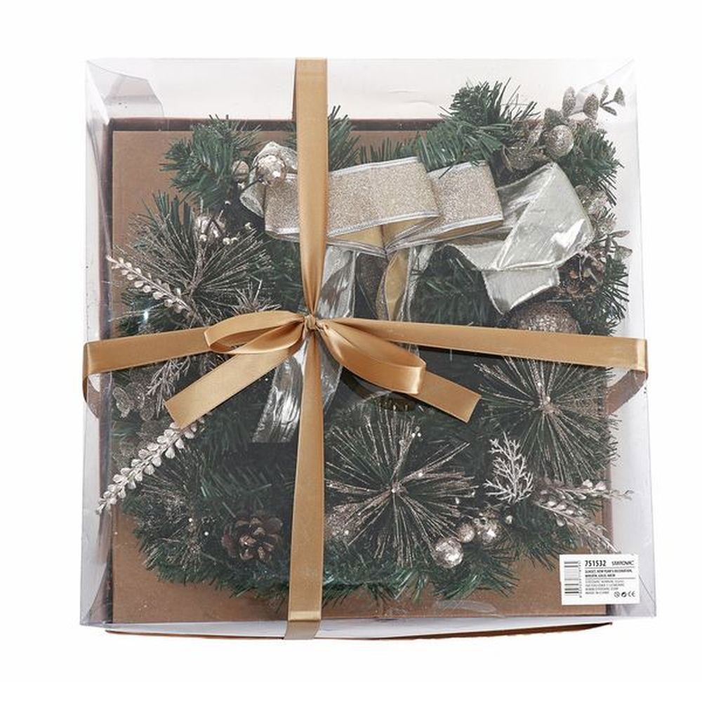 Kućna dekoracija - Novogodišnji venčić 40cm Gold Pine - dodatni pogled