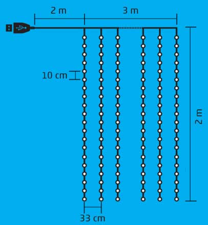 Dekorativne novogodišnje lampice 200 hladno belih LED dioda USB napajanje MLF200/WH - dodatni pogled