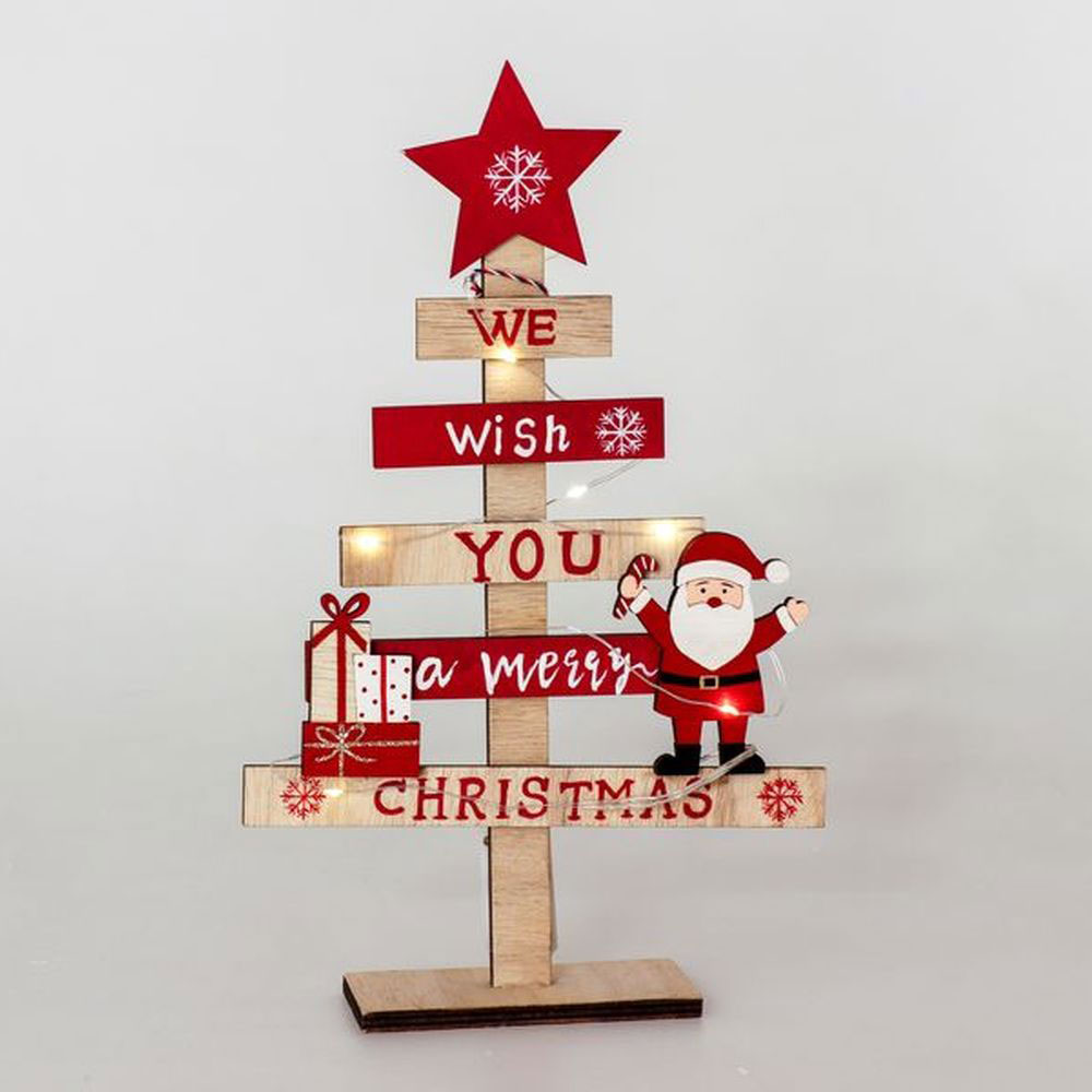 Novogodišnja kućna dekoracija Jelka Merry Christmas 31cm sa LED lampicama - dodatni pogled