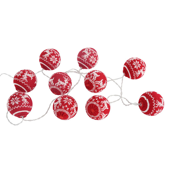 Festa Novogodišnje lampice na baterije crvene Vunene Kugle 10LED - dodatni pogled