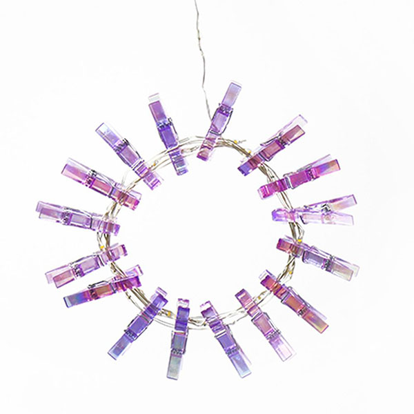 Dekoracija za kuću Lampice niz sa klipsom 16LED ljubičasta - dodatni pogled