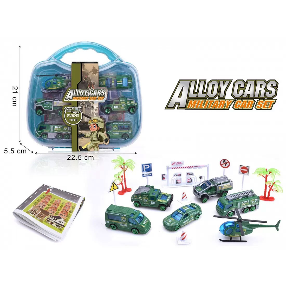 Set vojnih vozila sa znacima i stazom u koferu - dodatni pogled