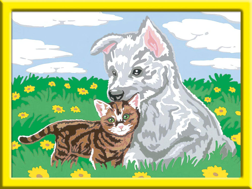 Ravensburger Bojanka po brojevima + akrilne boje Štene i mače 28487 - dodatni pogled